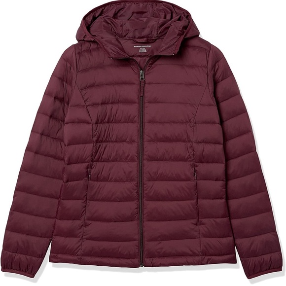 NWT amazon Essentials Womens Lightweight Puffer Jacket - Burgundy/ Wine Small - Picture 4 of 5